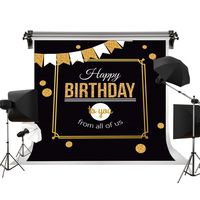 Dudaacvt 8X8ft Happy Birthday Photography Background Golden Balloons Flag Photography Background Studio Props Birthday Party Background Q011