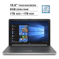 2020 Newest HP Pavilion 15.6 Inch Touchscreen Laptop (Intel Core i5-7200U up to 3.10 GHz, 8GB DDR4 RAM, 1TB SSD (Boot) + 1TB HDD, Intel HD 620, WiFi, Bluetooth, HDMI, DVD, Webcam, Windows 10)