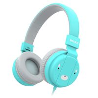Kids Headphones, Wotmic Wired Headset Foldable Children On Ear Headphones with Adjustable Headband, Stereo Sound,3.5mm Jack for iPad Cellphones Airplane School-Blue