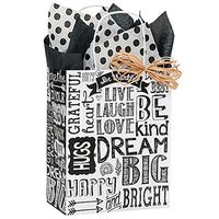 NW Chalkboard Sentiments Paper Shopping Bags - Cub Size - 8 x 4 3/4 x 10 1/2in. - 25 Pack