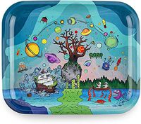 Ooze - Metal Rolling Tray - Large 14"x12"- Rolling Tray - Ashtray - Rolling Tobacco Tray - Dry Herb - Tobacco Accessories (Tree of Life)