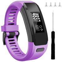 Wizvv Compatible Bands Replacement for Garmin Vivosmart HR, with Metal Buckle(Purple,X-Large)