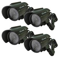 Henxlco 4Pack Bullet Dummy Security Camera Solar Powered Fake Simulation Monitor with LED Blinking Light CCTV Surveillance