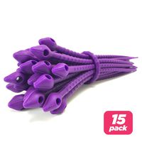 Reusable Silicone Cable Twist Ties Organizer Perfect for Cord Management, Electronics Wire Strips, Kitchen, Garden Rubber Wraps and Gear Zip Tie Straps (7 inches, Non-Velcro), 15 Pack - Purple