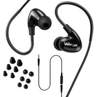 Walkercam WP1 IPX7 Waterproof in-Ear Earphones,Swimming Earbuds for Sports, Short Y Cord and 6 Pairs of Soft Earbud Tips, Black