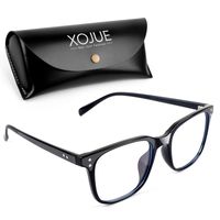 Blue Light Blocking Glasses for Men Women, Anti Blue Light Computer Reading Gaming Glasses, Anti Eye Strain Headache (Sleep Better), UV400 Transparent Lens(Bright black)