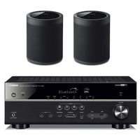 Yamaha RX-V485BL 5.1 Channel AV Network Receiver with WX-021BL MusicCast 20 Wireless Speakers - Pair (Black)