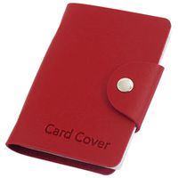 Faux Leather Press-Stud Button 10 Slots Card Holding Cover, Red