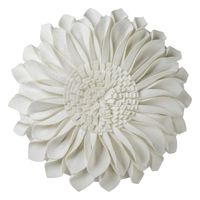JWH Handmade 3D Flowers Accent Pillow Round Sunflower Cushion Decorative Pillowcase with Pillow Insert Home Sofa Bed Living Room Decor Gift 12 Inch / 30 cm Faux Wool Creamy White