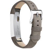 AK Bands Compatible with for Fitbit Alta HR Bands, Genuine Leather Adjustable Comfortable Accessories Compatible with Fitbit Alta HR/Fitbit Alta (Matte Gray)