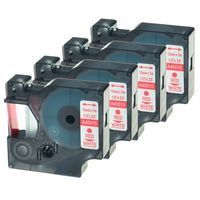 GREENCYCLE 4PK Red on White Label Tape Compatible for Dymo D1 45015 1/2 Inch LabelManager 260P Labeling Maker (4PK 45015)