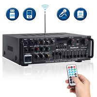 Sunbuck 600W Karaoke Wireless Bluetooth Power Amplifier System - 2 Channel Stereo Sound Audio Receiver -w/ R&L Channel EQ Adjustment, USB/SD, RCA, 4 MICS Input for Home Theater Speaker w/Echo. AV326BT