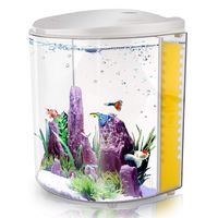 FREESEA 1.4 Gal Half Moon Betta Aquarium Fish Tank with LED Light and Filter Pump