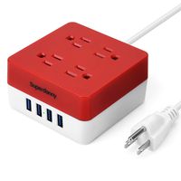 9.8ft Surge Protector Power Strip - SUPERDANNY Extension Cord 2400W 10A with 4 Outlets 4 Smart Fast Charging USB Ports 4.8A for iPhone iPad PC Laptop