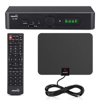 ViewTV AT-300 ATSC Digital TV Converter Box Bundle with ViewTV 50 Mile Amplified Flat HD Digital Indoor TV Antenna w/ Recording PVR Function / HDMI Out / Coaxial Out / Composite Out / USB Input