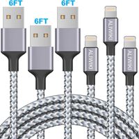 iPhone Charger ALIWIKI Lightning Cable 3pack 6ft Extra Long Nylon Braided Syncing and Fast Charging Cord USB Cable Compatible with iPhone Xs MAX XR X 8 7 6S 6 Plus SE 5S 5C 5, iPad, iPod