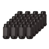 DPAccessories LCB4B8HE2BK04024 24 Black 14x1.5 Closed End XL Bulge Acorn Lug Nuts - Cone Seat - 19mm Hex Wheel Lug Nut