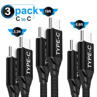USB C to USB C Cable 3A 3Pack(10ft+6.6ft+3.3ft),AkoaDa USB Type C Fast Charger Cable Nylon Braided Cord Compatible with Google Pixel 2/3/3a XL,Nexus 6P,iPad pro 2018,Samsung Galaxy Note s10 10(Black)