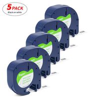 Label Orison Replace for Dymo 10697 (91330 S0721510) LetraTag Label Tape Black on White LT Paper Labeling Refills for Plus LT100T QX50,1/2 Inch x 13 Feet 12mm x 4m,5Pack