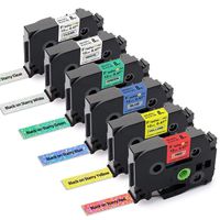 Replace P Touch TZ 12mm 0.47 Inch Laminated Glitter Starry Rainbow Bling Sparkling Laser Label Tape (Clear/White/Red/Blue/Yellow/Green), Compatible with Brother P-Touch PT-D210 PT-D400 PT-H110, 6Pack