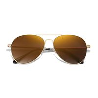SOJOS Classic Aviator Mirrored Flat Lens Sunglasses Metal Frame with Spring Hinges SJ1030 with Gold Frame/Brown Mirrored Lens