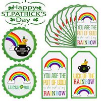 40 Pieces St. Patrick’s Day Gift Tags - Happy St. Patrick’s Day Tags - Lucky You Tags - Luck of The Rainbow Labels with 33 Feet Strings for Irish St Patty’s Day Gift Wrap, Candy Packaging Tags