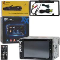 Axxera Car Audio Double Din 2DIN 6.2 LCD Touchscreen DVD MP3 CD Stereo Built-in Bluetooth with DiscountCentralOnline FL09BK Full License Plate Night Vision Waterproof Back-up Camera