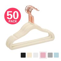 MIZGI Premium Kids Velvet Hangers (Pack of 50) with Copper/Rose Gold Hooks,Space Saving Ultra Thin,Non Slip Hangers use for Children's Skirt Dress Pants,Clothes Hangers by (Ivory)
