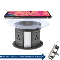 Automatic Pop Up Sockets,Hidden Recessed Power Strip Surge Protector,Pop Up Power Outlet,with Wireless Charger,USB Charging Ports, AC Outlets,RJ45 Cat6 Data Port and HDMI Port,for Office Conference