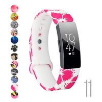 Tkasing Compatible with Fitbit Inspire/Inspire HR/Ace 2 Band,Soft Silicone Strap Replacement Wristband Replacement for Fitbit Inspire HR (Red Flower, Large(7.1-8.7inch Wrist))