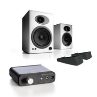 Audioengine A5+ Classic Powered Bookshelf Speakers with Stands (White) and D1 Premium 24-Bit DAC with Headphone Amp