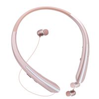 Bluetooth Retractable Headphones, Aidan fly Wireless Earbuds Neckband Headset Sports Noise Cancelling Stereo Earphones with Mic (15 Hrs Playtime, Call Vibrate Alert, Rose)