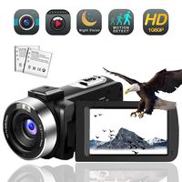Video Camera Camcorder 24MP 1080P Full HD 30FPS Vlogging Camera IR Night Vision Camcorders Camera Recorder 16X Digital Zoom Camera with The Pause Function and Remote (NEW07)