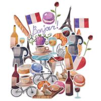 Watercolor Travel French Paris Stickers for Kids, Small Paris Scrapbook Stickers, Paris Eiffel Tower France Laptop Stickers for Water Bottles, Planner, Journal-36 Pieces
