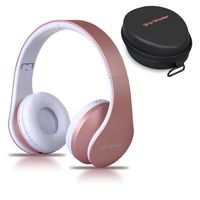 WorWoder Bluetooth Headphones Over Ear, Wireless Foldable Hi-Fi Stereo Headset and Wired Headphones 4 in 1 with Micro Support SD/TF Card for Travel Cell Phones Samsung(Rose Gold)