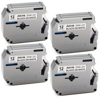 12mm 0.47 M Tape Compatible for Brother P Touch Label Maker PT-M95 PT-70BM PT-90 PT-70 PT-65 PT-70SR PT-85, M-K231s M-231 M231 M-K231 MK231 Tapes, 1/2 Inch 26.2 Feet 8m, Black on White, 4-Pack