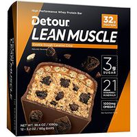 Detour Lean Muscle Whey Protein Bar, Cookie Dough Caramel Crisp, 3.2 Ounce (Pack of 12)