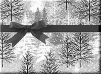 Pretty Mettalic Silver Snowflake Evergreen Forest Gift Wrap Wrapping Paper-15ft Roll w. 10 Multi Color Gift Tags