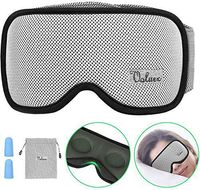Sleep Mask, Voluex 3D Contoured Sleeping Eye Mask & Blindfold with Breathable Memory Foam with Ear Plug Travel Pouch, 100% Blockout Light Grey Eye Cover with Anti-Slip Adjustable Strap for Travel/Naps