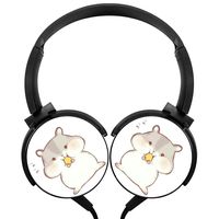 Hidui Heavy Bass Headphone Cute Hamster Surround Sound High Fidelity Stereo Rotation Axis Design Portable Wired Headset for Adult's or Child's