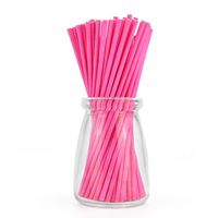 Dealglad 100pcs Paper Lollipop Sucker Sticks for Cake Pops Candy, 6-inch By 5/32-inch (Pink)