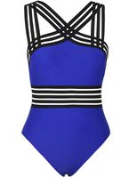Hilor Women's One Piece Swimwear Front Crossover Swimsuits Hollow Bathing Suits Monokinis Royal Blue S/US4-6
