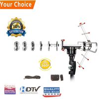 HDTV Antenna Amplified Digital Outdoor-150 Miles Range-360°Rotation UHF/VHF Channels with Wireless Remote Control Installation Support 2 TVs [US Stock] (Model-2: TA-101B)