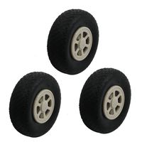 uxcell 3pcs RC Airplane Aircraft Landing Rubber Tire Wheel D70mm H23mm d3.5mm