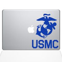 The Decal Guru USMC Logo MacBook Decal Vinyl Sticker - 15" MacBook Pro (2015 & Older) - Dark Blue (1302-MAC-15P-DB)