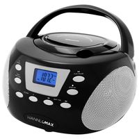 HANNLOMAX HX-310CD Portable CD Boombox, PLL AM/FM Radio, Bluetooth, LCD Display, Aux-in, Dual Power Source