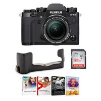 Fujifilm X-T3 Mirrorless Digital Camera with 18-55mm Lens (Black) w/Leather Case, 128GB Memory Card + Photo & Video Editing Software