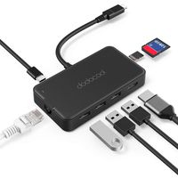 dodocool USB C Hub, 8 in 1 Type C Hub Adapter with Ethernet Port, 4K USB C to HDMI, SD/TF Card Reader, 100W Power Delivery, 3 USB 3.0 Ports for MacBook/Pro/Air 2018, Chromebook and More (Black)
