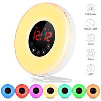 FKANT Wake Up Light, Nature Light Sunrise Simulation Alarm Clock, Snooze Function 7 Colors Atmosphere Lamp, 6 Natural Sounds and FM Radio for Kids Adults Bedrooms(6639)