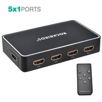 HDMI Switch 4K, ROCKBIRDS 5 Ports HDMI Splitter, Supports Resolutions Up to Ultra HD 4K x 2K@30Hz, 1080P/3D with IR Remote Control for PC Laptop, Xbox 360/One, PS4/PS3, Nintendo Switch, Blu-ray player